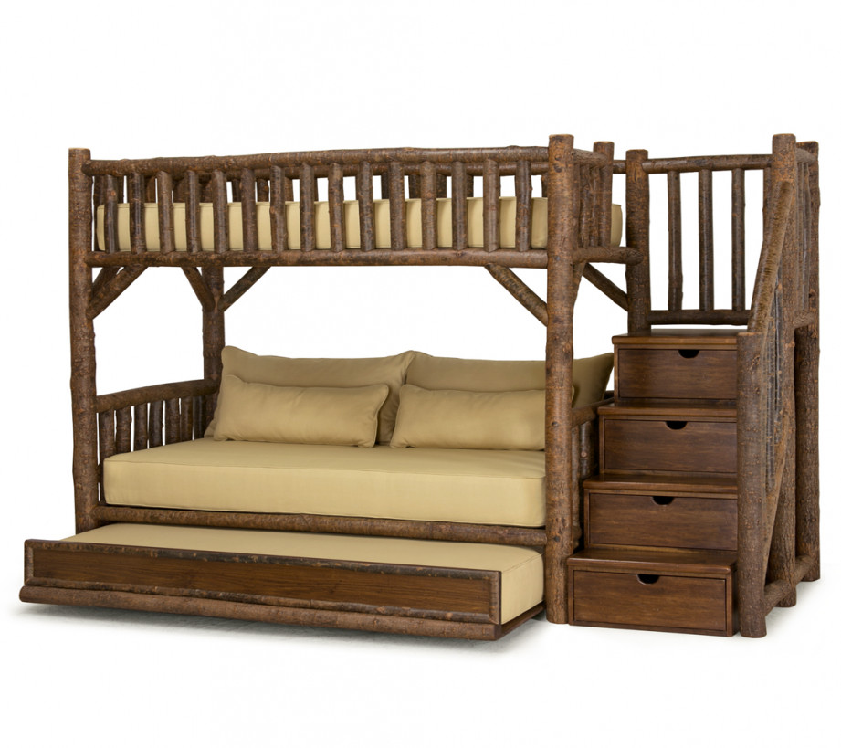 Rustic Bunk Bed with Trundle and Stairs  La Lune Collection