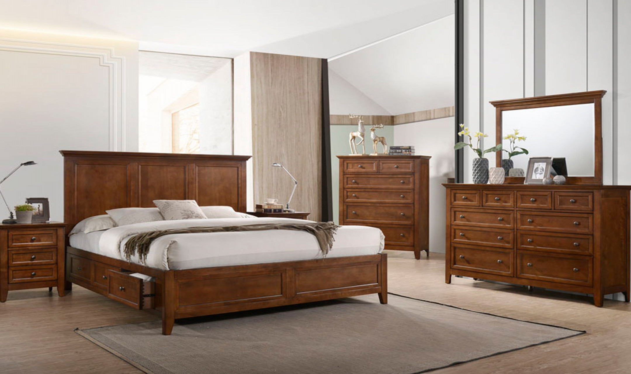 San Mateo -Piece Solid Wood Queen Storage Bedroom Set