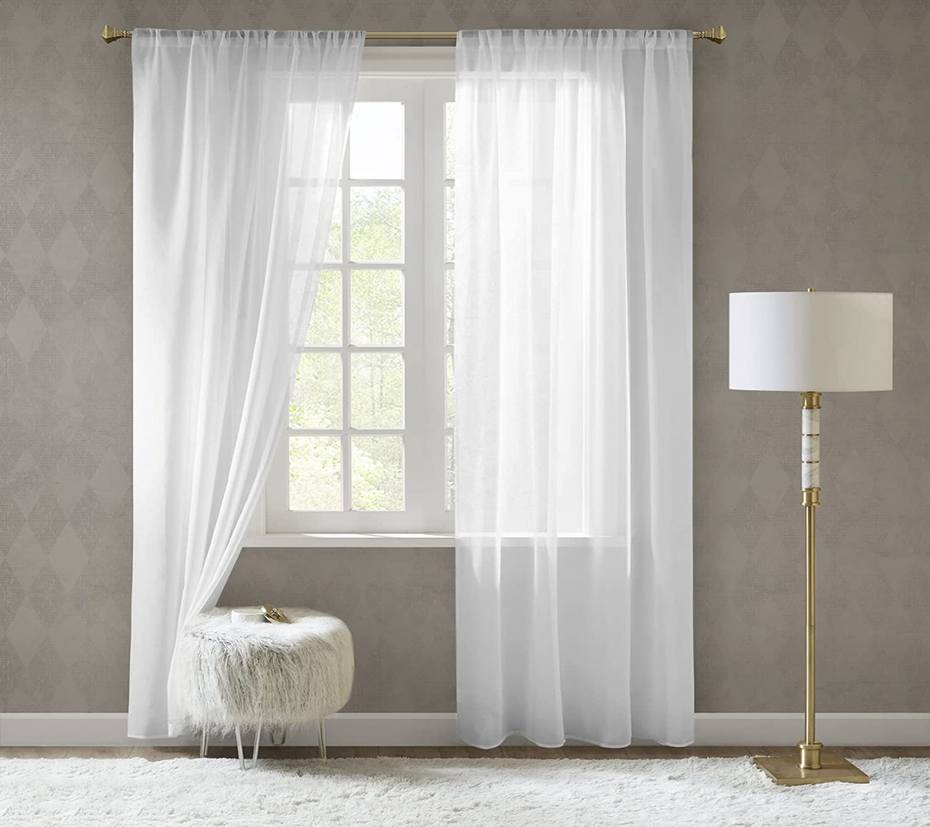 SCM Voile Curtains, Short Linen Look Curtains, Transparent for Living Room,  Bedroom, Children
