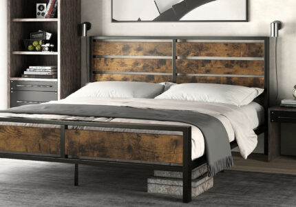 SHA CERLIN Industrial Queen Size Bed Frame with Wood  Ubuy Germany