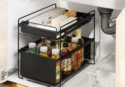 Shelf for sink cabinet, kitchen cabinet,  shelves, sliding basket,  stackable under sink organiser, pull-out drawers under the sink