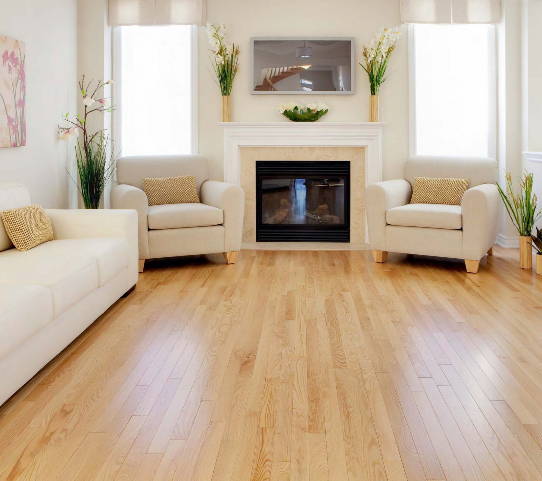 Smooth, Red Oak Natural  Vintage Hardwood Flooring, and