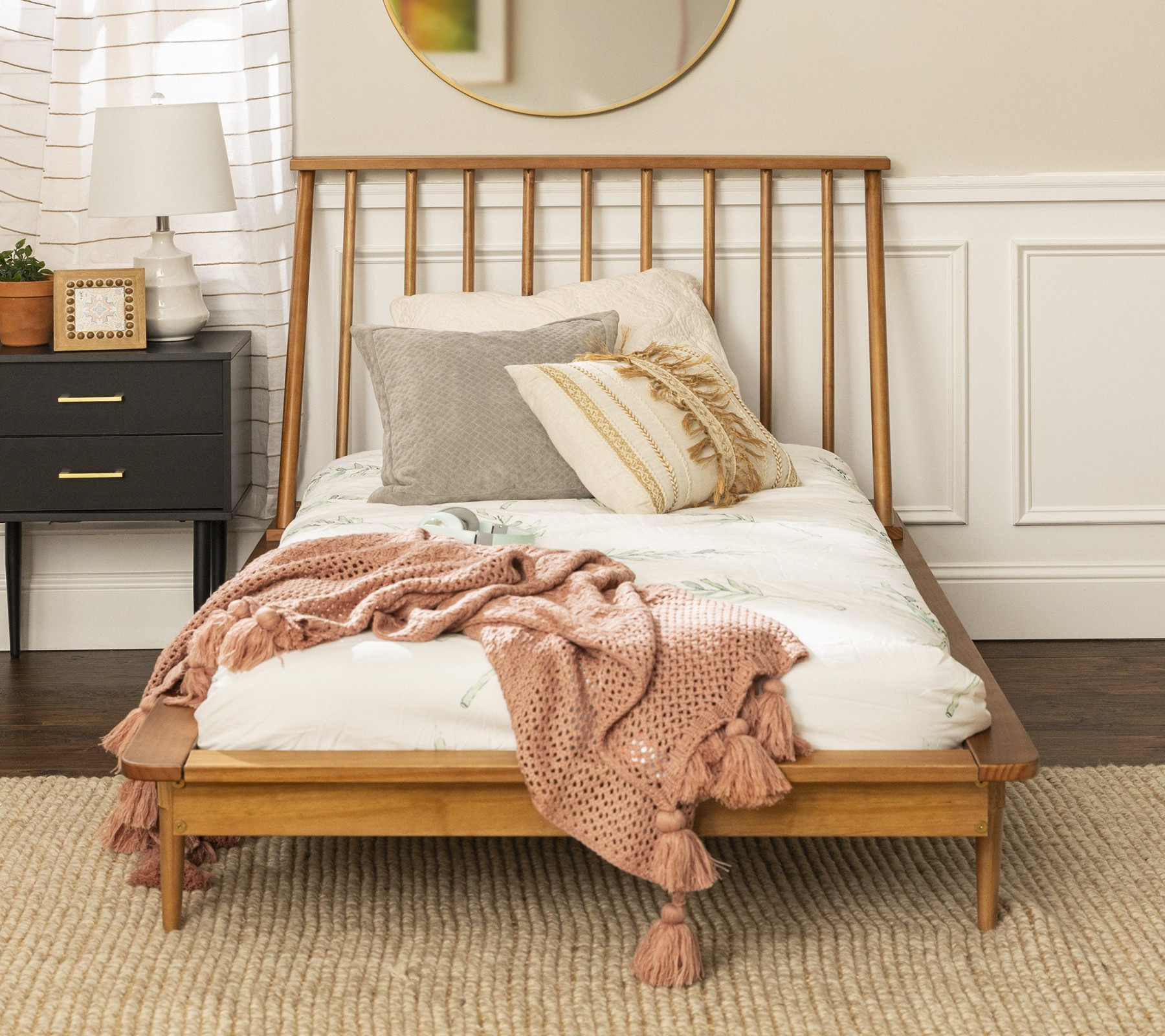 Spindle Back Solid Wood Twin Bed