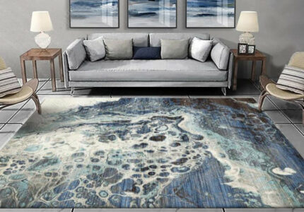 TALSOFA Modern Abstract Large Area Rug Blue Sea Water Rugs Living Room Sofa  Chair Kitchen Non-Slip Wallpaper Bedroom Bedfloor Mat  x  cm