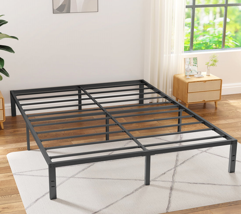 Tatago  inch Heavy Duty King Bed Frame with Storage,  lbs Max Weight  Capacity Metal Platform, No Box Spring Needed