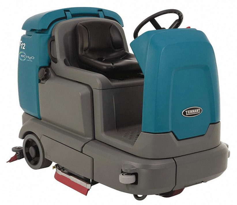 TENNANT Rider Floor Scrubber: Compact, Disc Deck,  in Cleaning Path,   Ah Battery