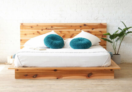The Woodland Platform Bed Frame and Headboard Rustic - Etsy