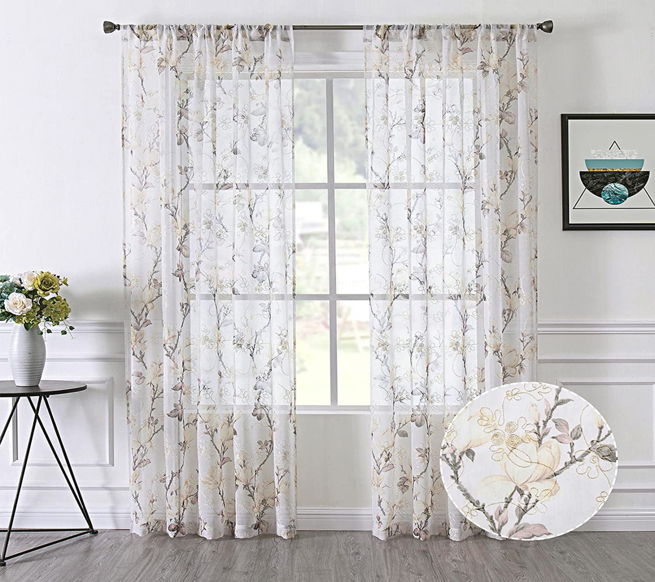 Tollpiz Floral White Sheer Curtains Flower Print  Ubuy Germany
