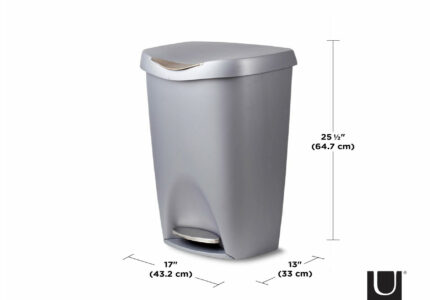 Umbra Brim  Gallon Trash Can with Lid - Large Kitchen Garbage Can with  Stainless Steel Foot Pedal, Stylish and Durable, Silver/Nickel