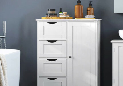 Vasagle Bathroom Cabinet with  Drawers, White