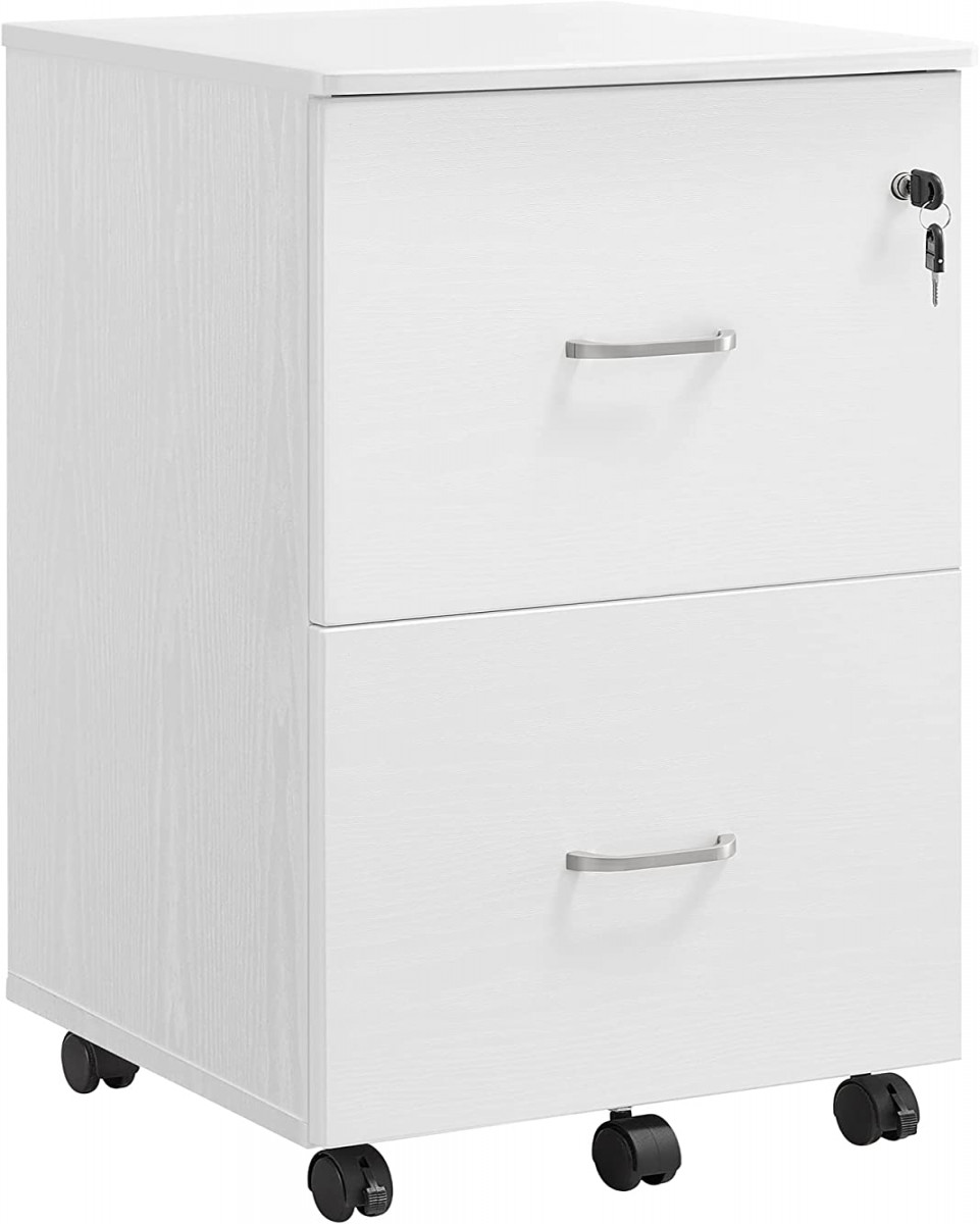 VASAGLE LCDW Rolling Cabinet with Lock and Drawers, Lockable