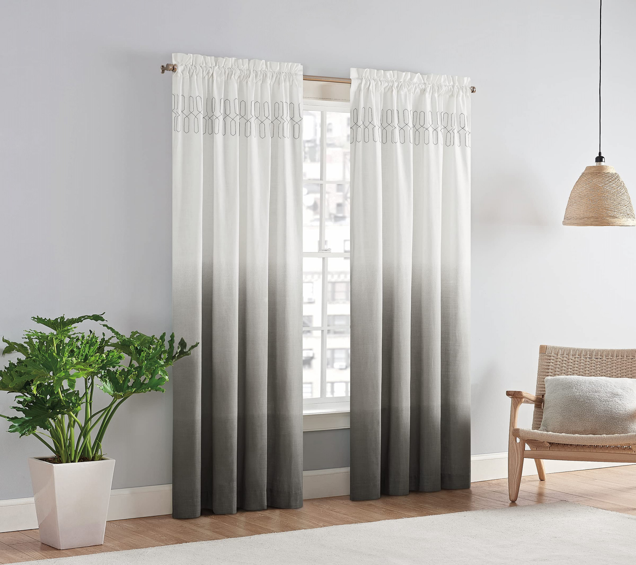 Vue Arashi Modern Boho Decorative Ombre Rod Pocket Window Curtain for  Living Room ( Panel),  in x  in, Grey