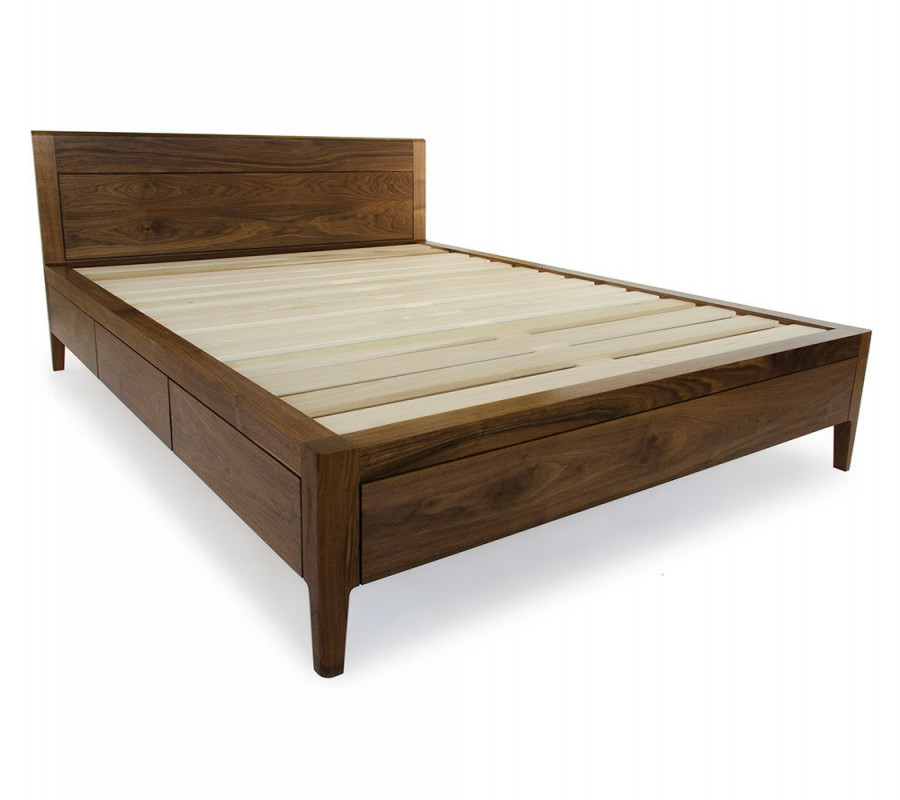Walnut Storage Bed Frame Modern Platform Bed No.  Modern - Etsy