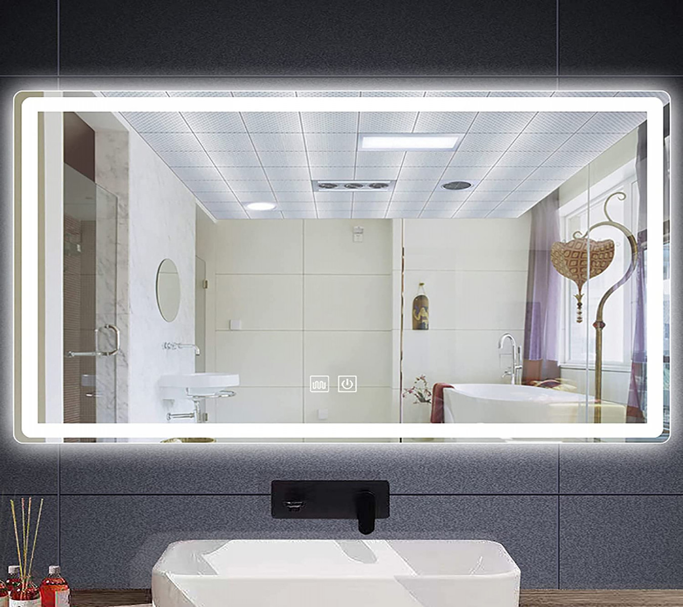 WANGPP LED Bathroom Mirror, Anti-Fog, Dimmable, Touch, HD Wall Mirror, for  Dressing Room and Living Room Makeup Mirror