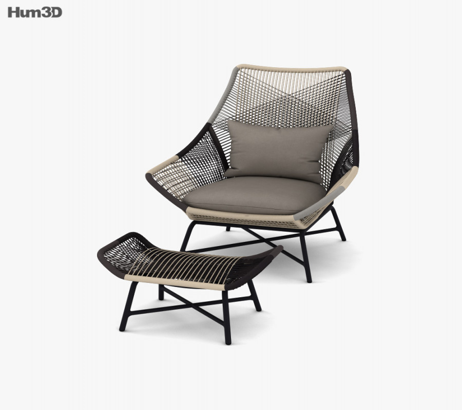 West Elm Huron Outdoor Loungesessel and Ottoman D-Modell