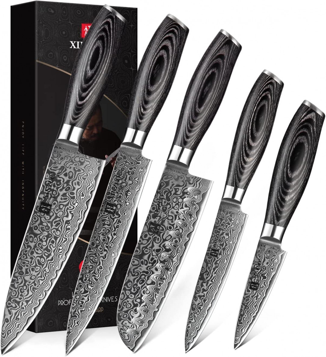 XINZUO Ya Series Damascus Knife Set  Layers Damascus Steel Chef