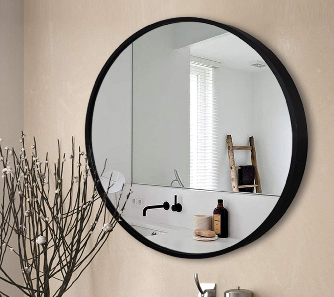 YGBH " Round Bathroom Mirror Modern Brushed Brass Metal Wall