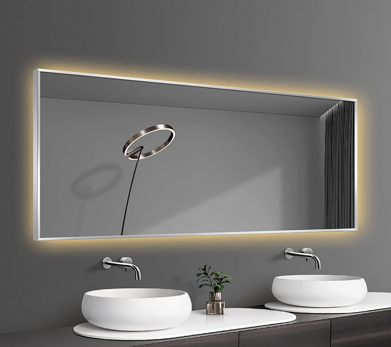 YYDS Bathroom Mirror with Lighting, Anti-Fog Bathroom Mirror with LED  Lighting, Metal Frame, Illuminated Wall Mirror, Light Mirror, Bathroom  Mirror