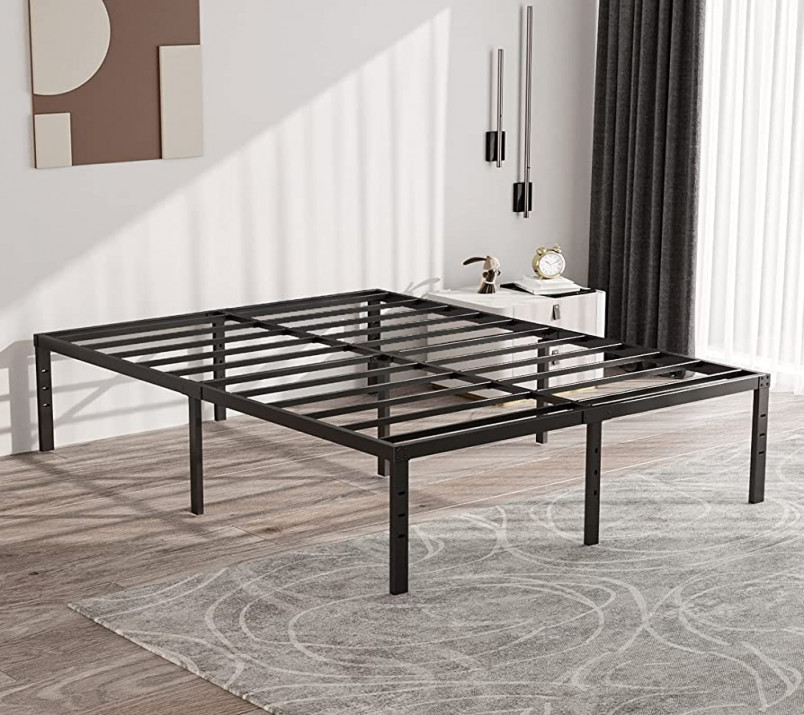 ZIYOO King Size Bed Frame,  Inches Platform Bed Frame, lbs Heavy Duty  Steel Slat, Non-Slip Design, No Box Spring Needed, Easy Assembly, Quiet